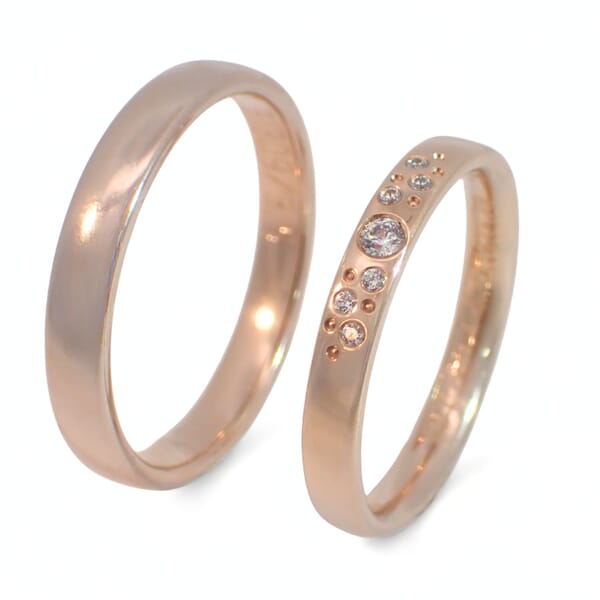 Gifteringer i nøttefarget gull 14 kt, 3 mm & 3.5 mm. GERSTNER - 31313